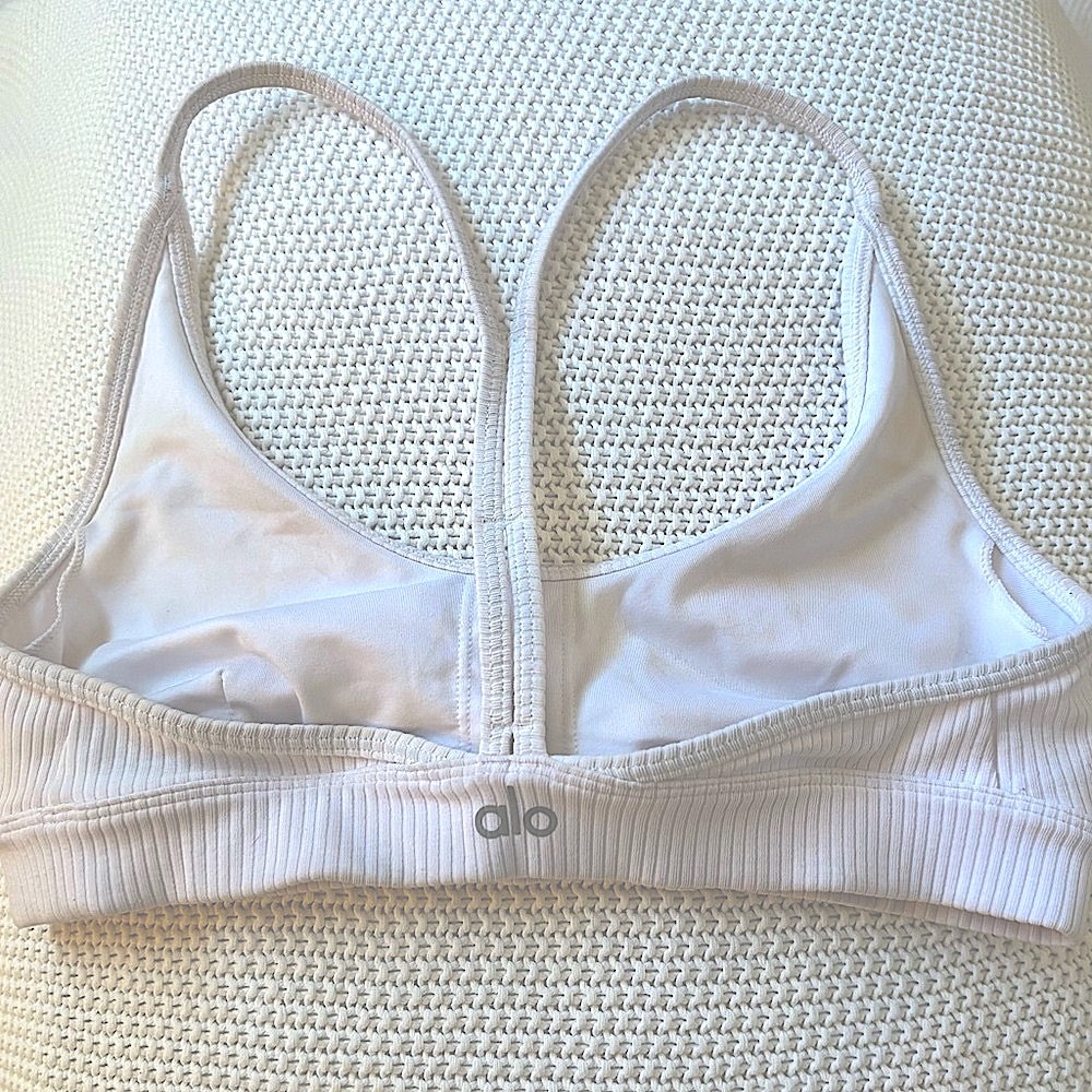 Alo Yoga Women's White Ribbed Bralette